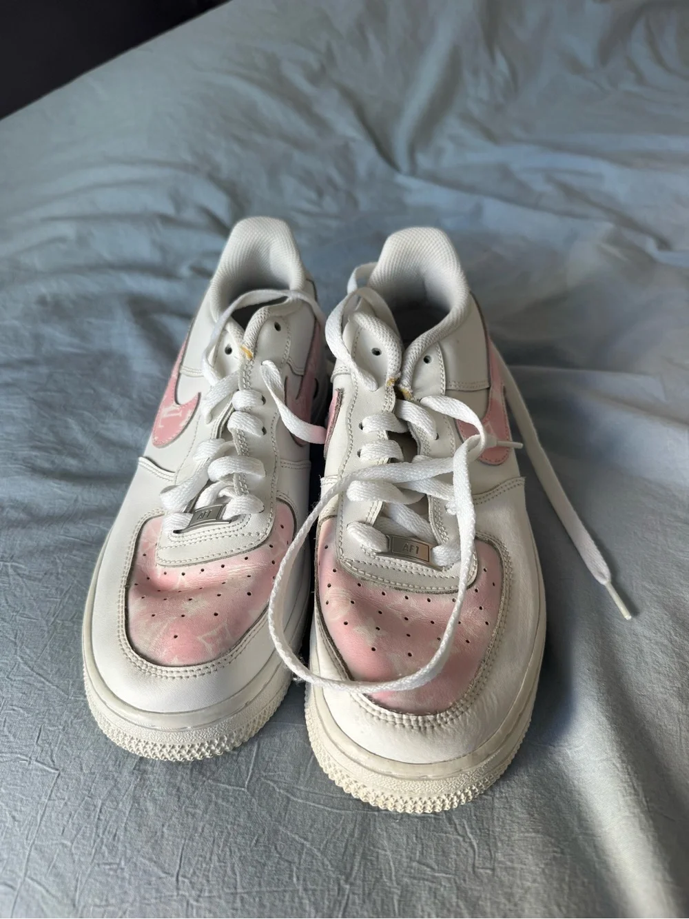 Nike AF1 Kids White Sneakers with Pink LV Swoosh